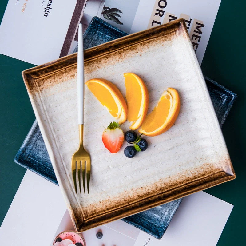 Textured Square Presentation Plate — Modern Fine Dining Statement Piece