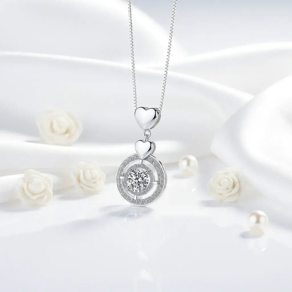 Moissanite diamond pendant necklace 1CT S925 Fine Jewelry