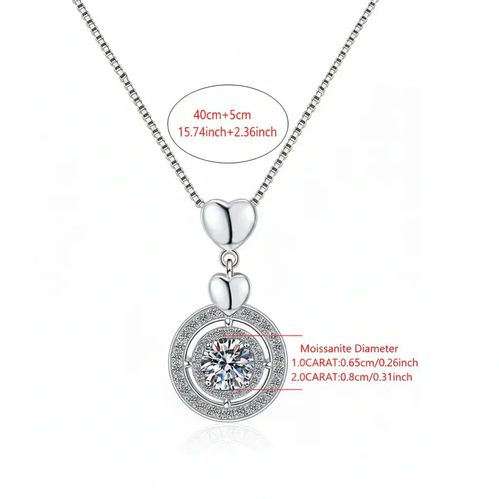 Moissanite diamond pendant necklace 1CT S925 Fine Jewelry