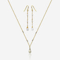 Moonstone & Pearl Jewelry Set | Earrings & Necklace | 14K Gold