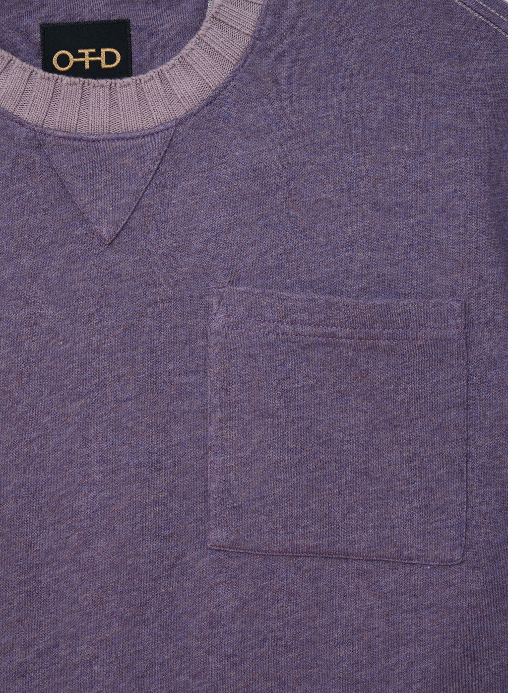 Long Sleeve Crewneck Knit With Ghost Stitch and Chest Pocket