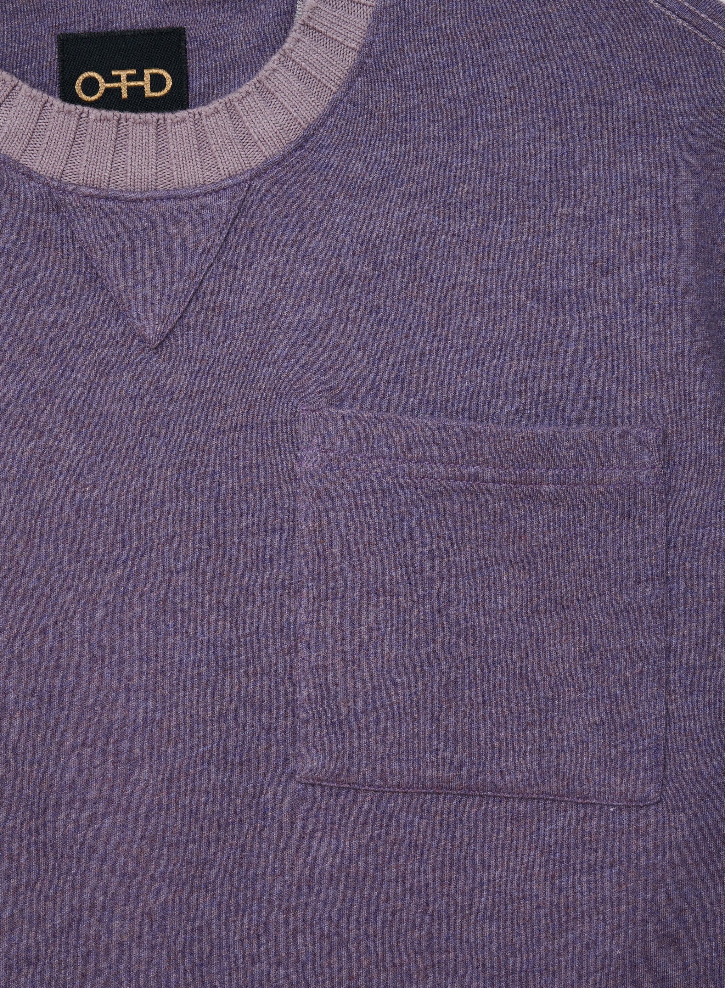 Long Sleeve Crewneck Knit With Ghost Stitch and Chest Pocket