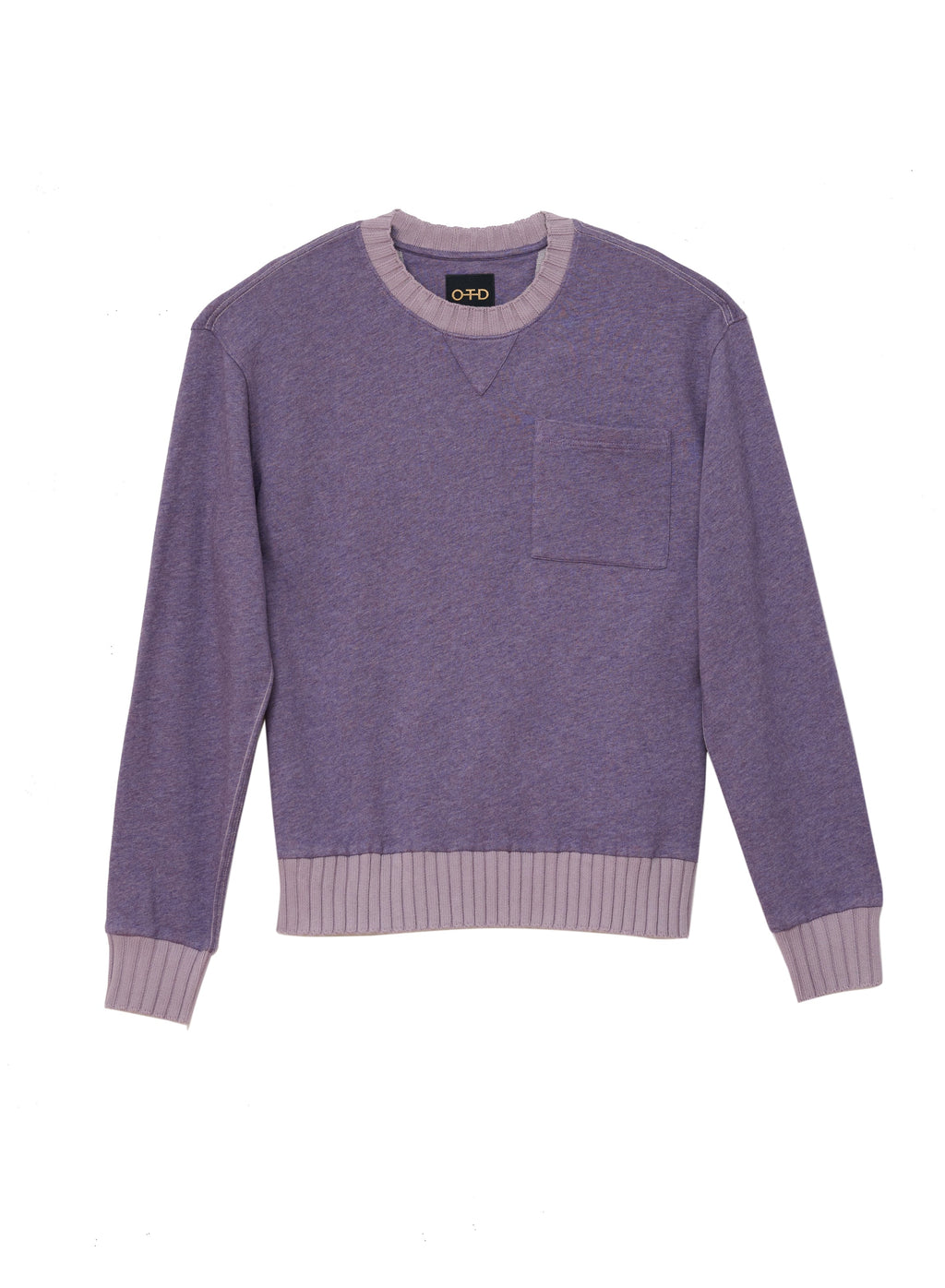 Long Sleeve Crewneck Knit With Ghost Stitch and Chest Pocket