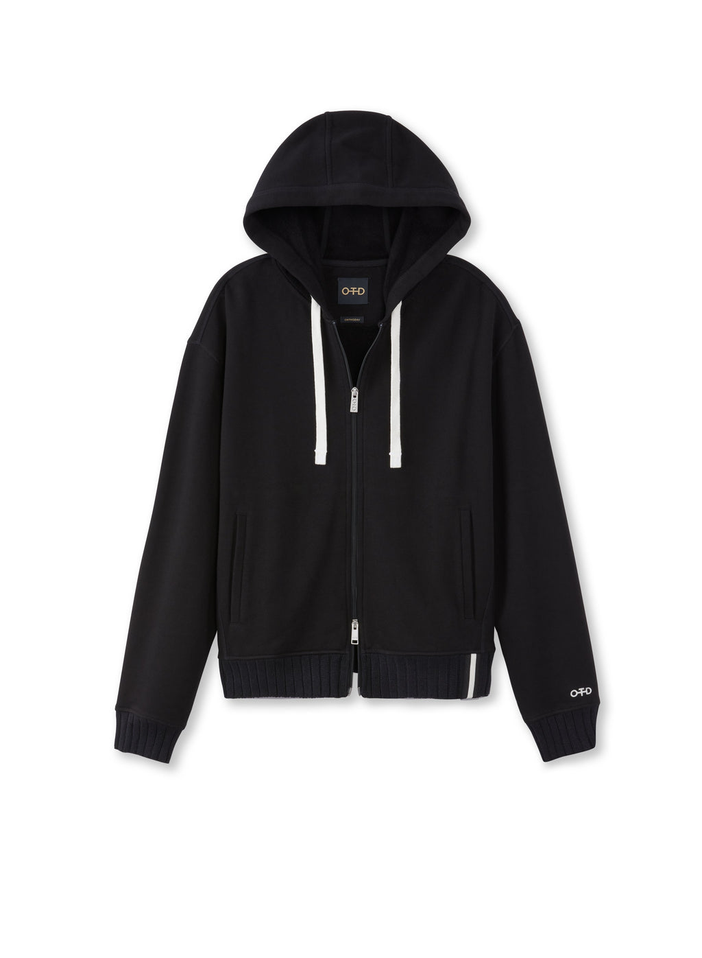 Brushed French Terry Zipped Hoodie (Black)
