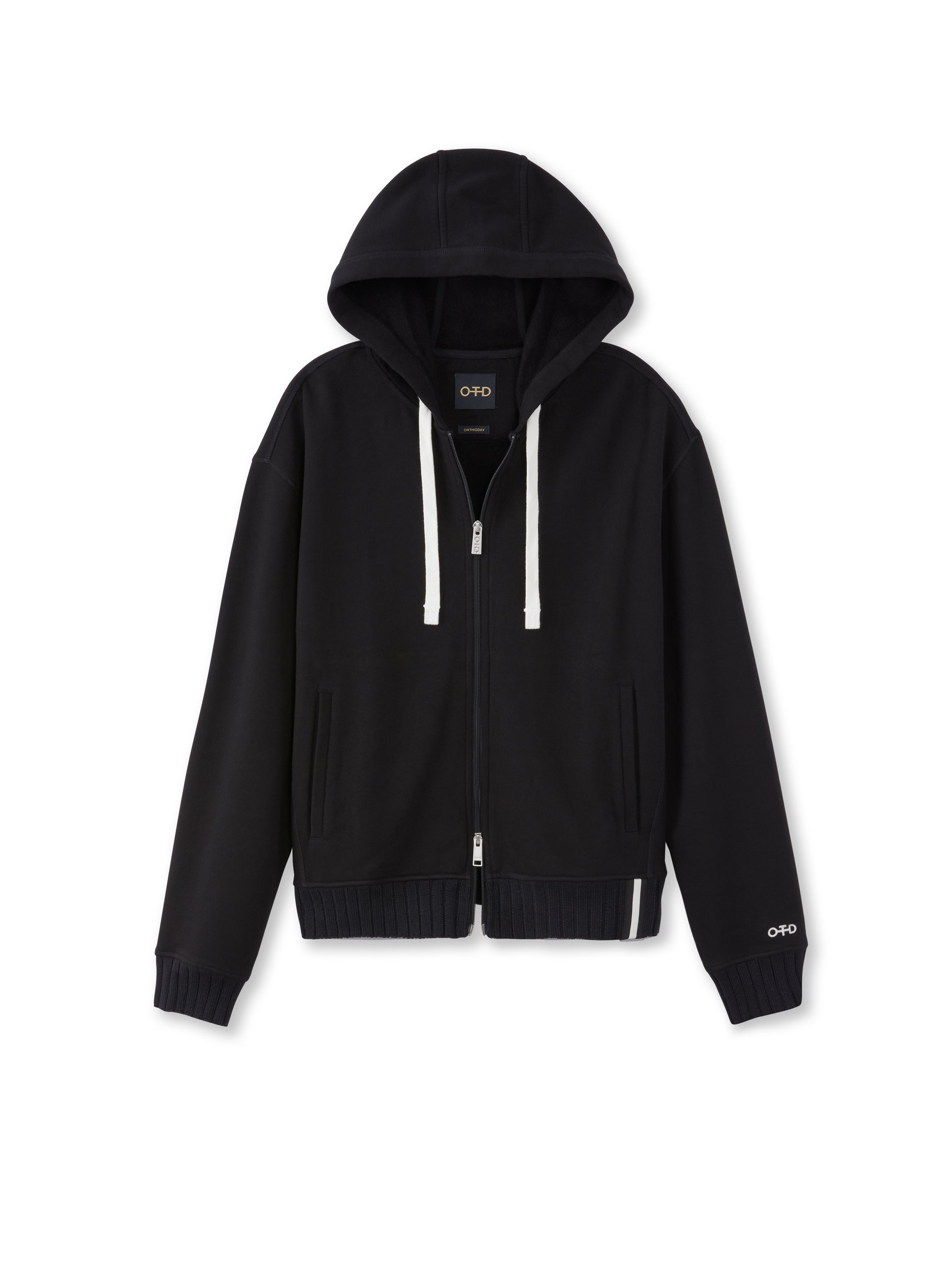 Brushed French Terry Zipped Hoodie (Black)