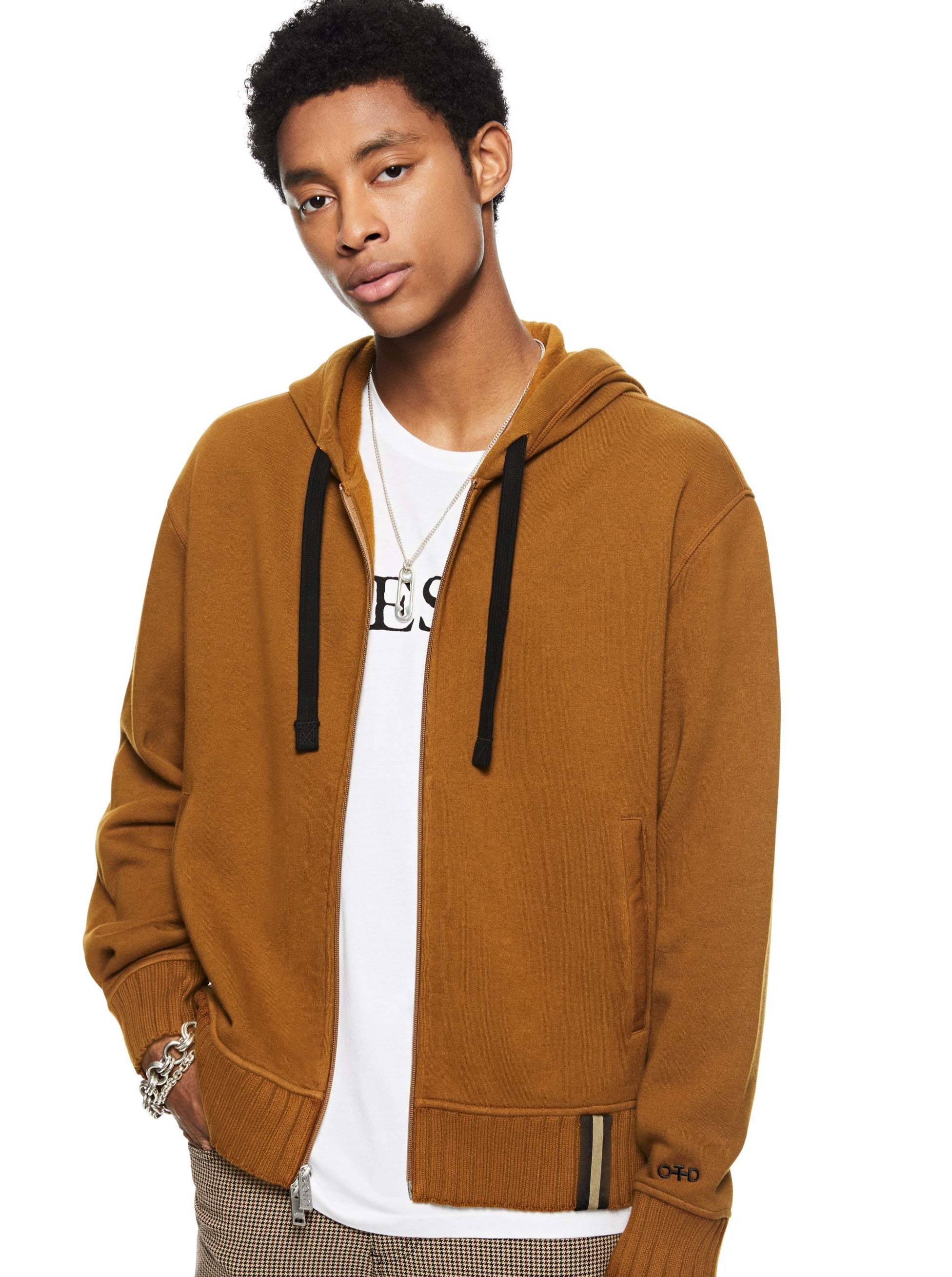 Brushed French Terry Zipped Hoodie (Copper)
