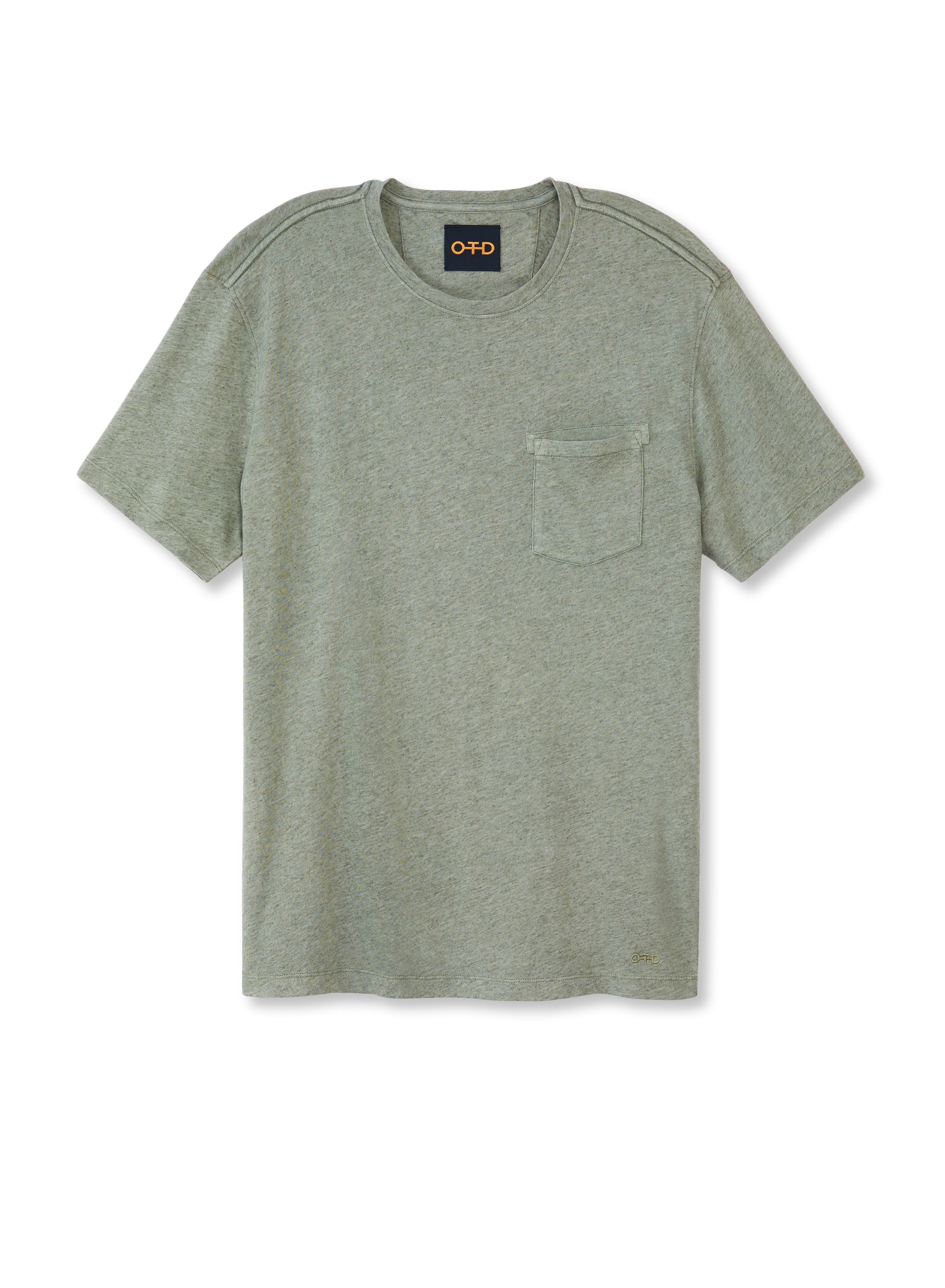 Linen-Blend Pocket Tee (Chalkboard Green)