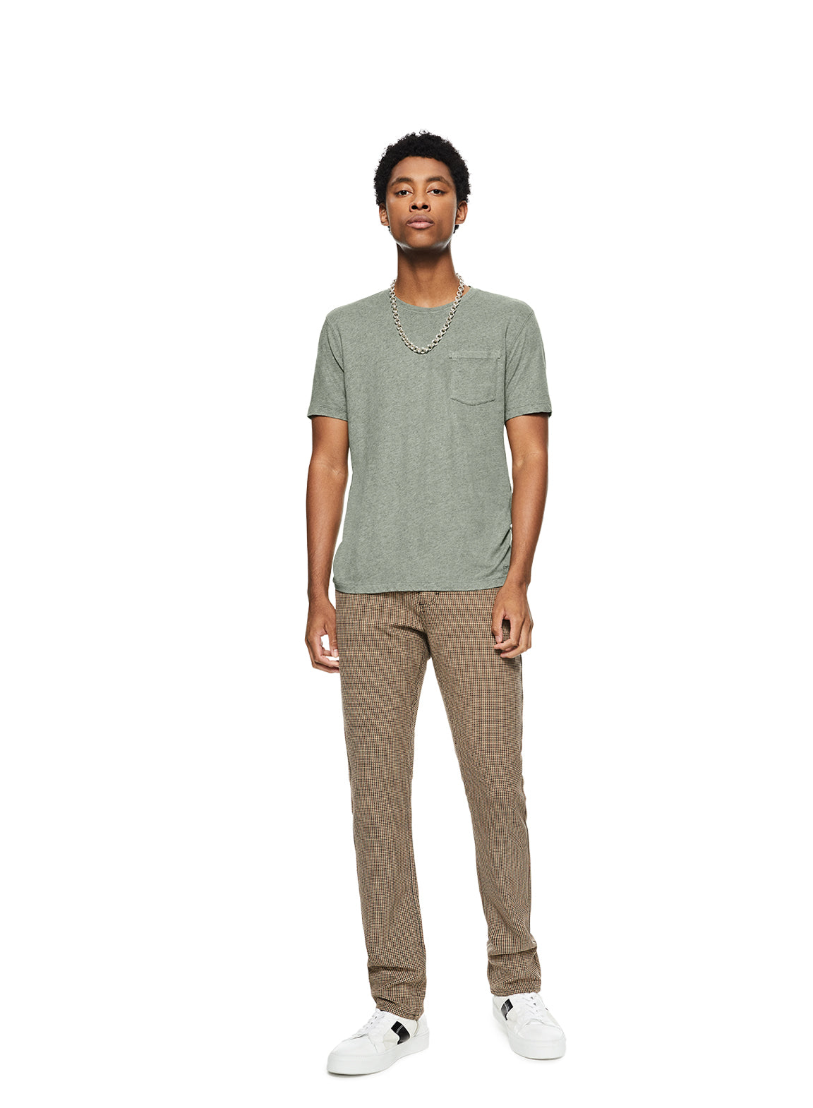 Linen-Blend Pocket Tee (Chalkboard Green)