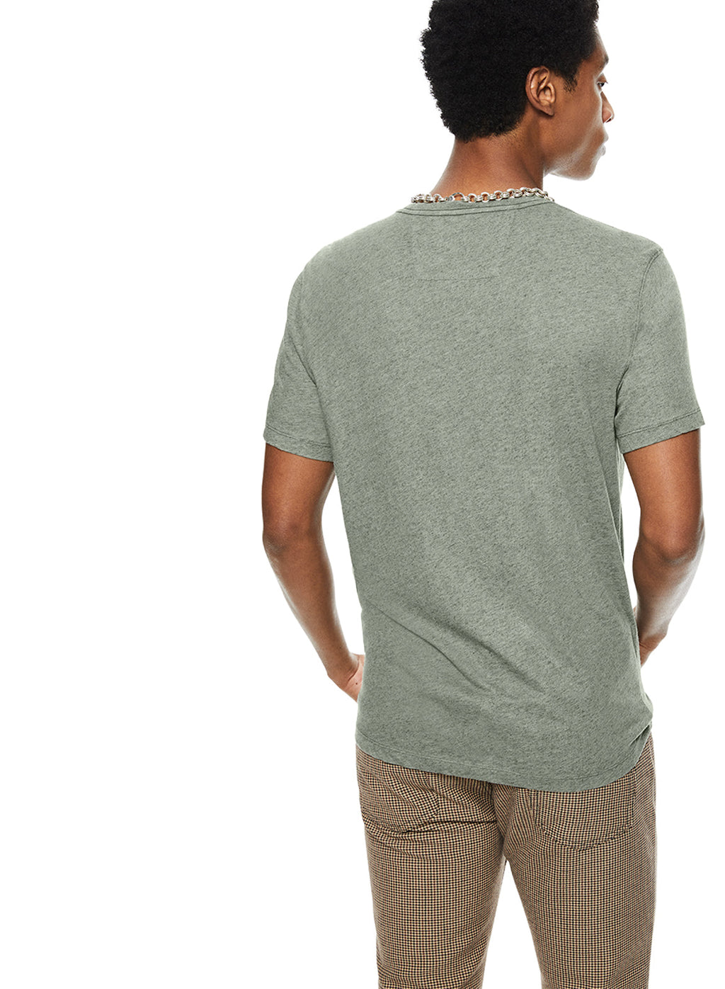 Linen-Blend Pocket Tee (Chalkboard Green)