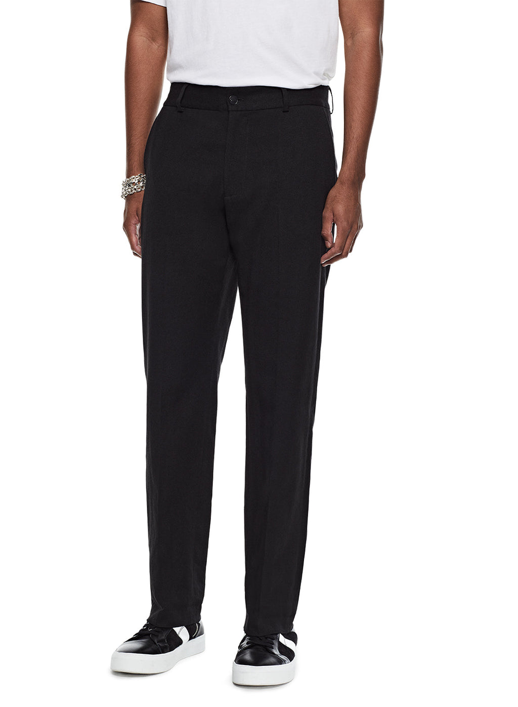 Linen Blend Easy Fit Pant (Black)