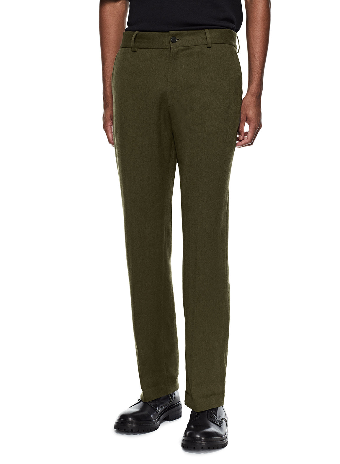 Linen Blend Easy Fit Pant (Dark Fatigue)