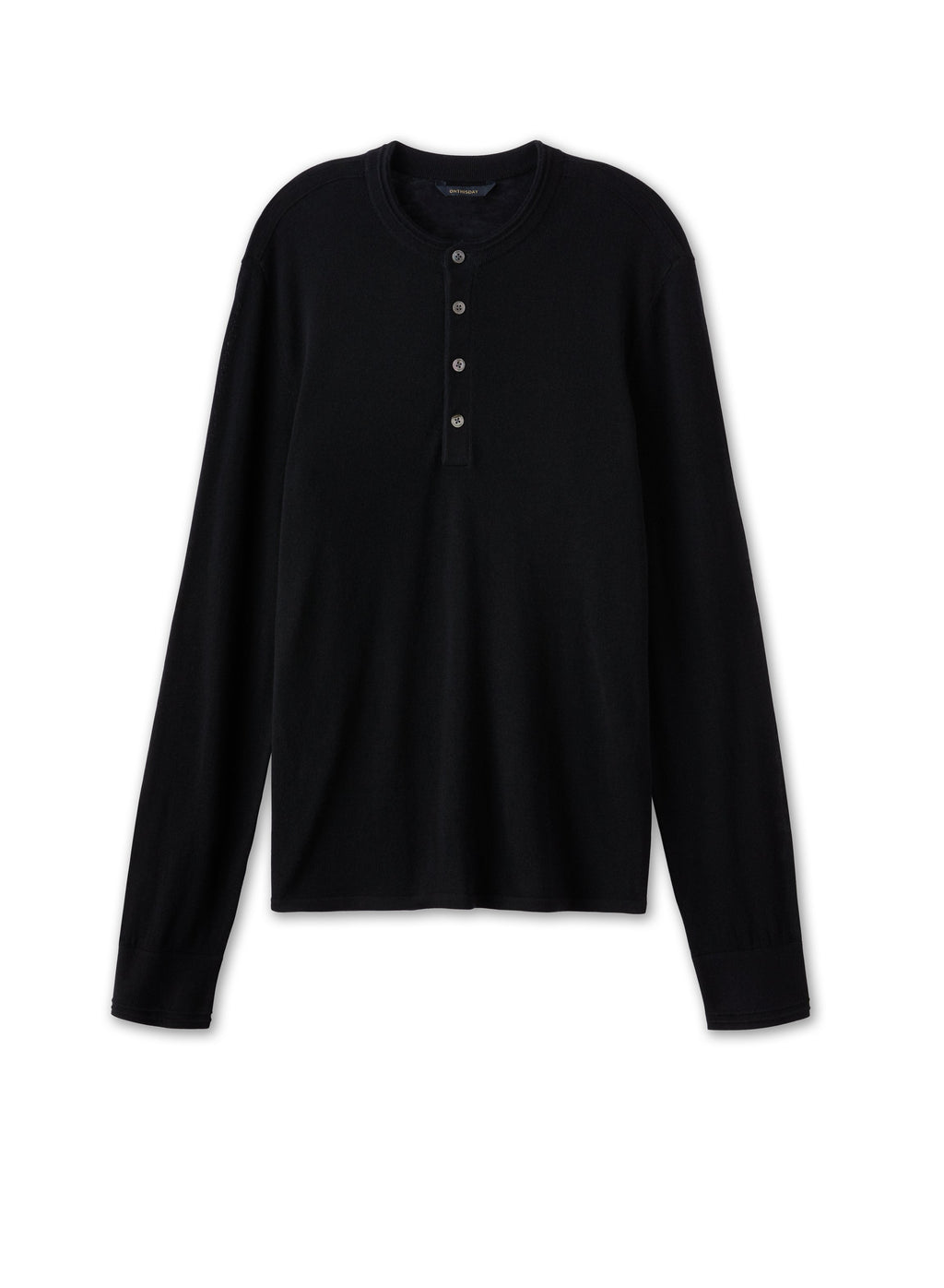 Superfine Wool Henley Sweater (Black)