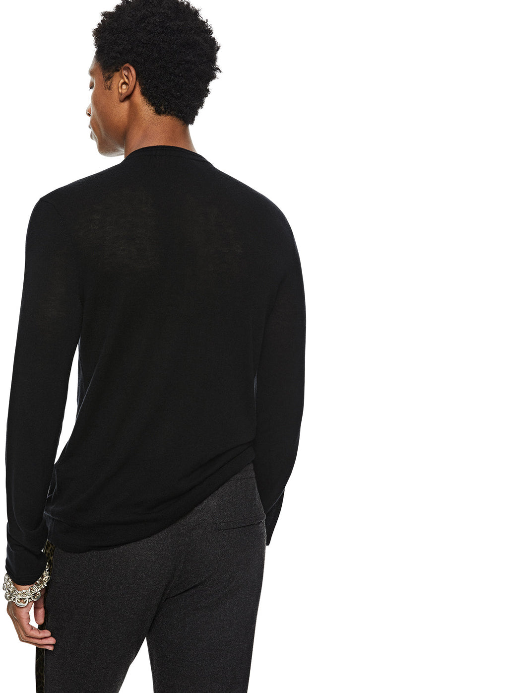 Superfine Wool Henley Sweater (Black)