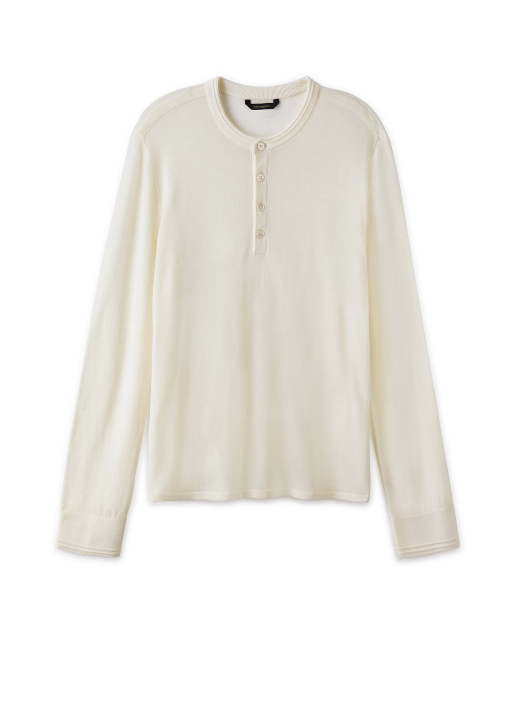 Superfine Wool Henley Sweater (Ivory)