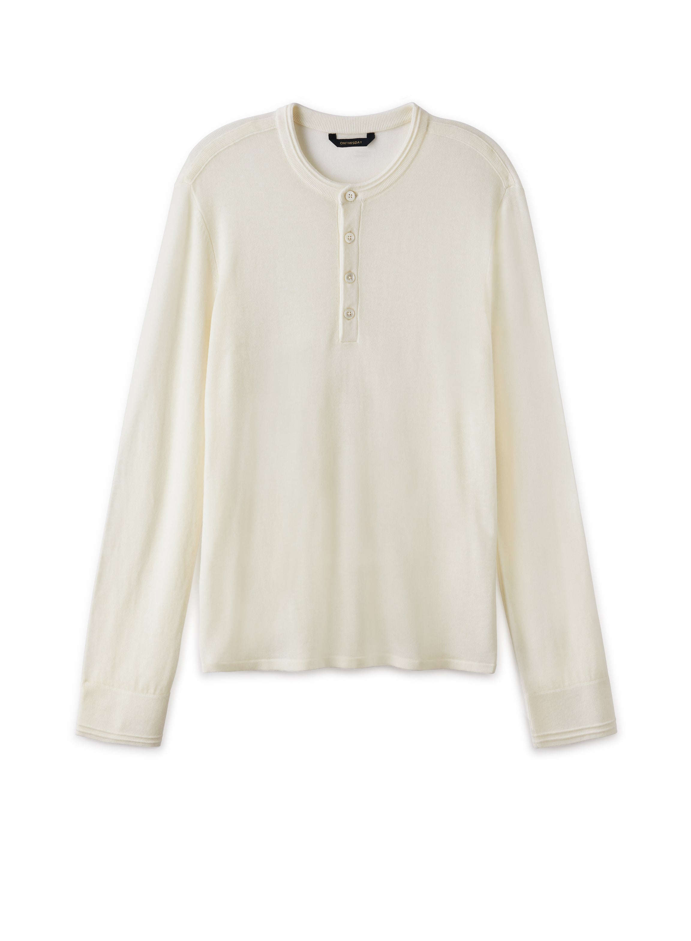 Superfine Wool Henley Sweater (Ivory)