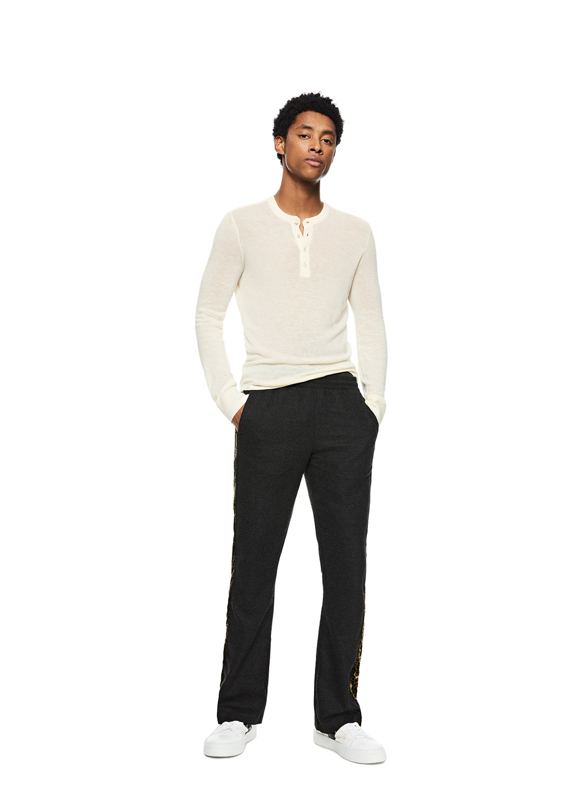 Superfine Wool Henley Sweater (Ivory)