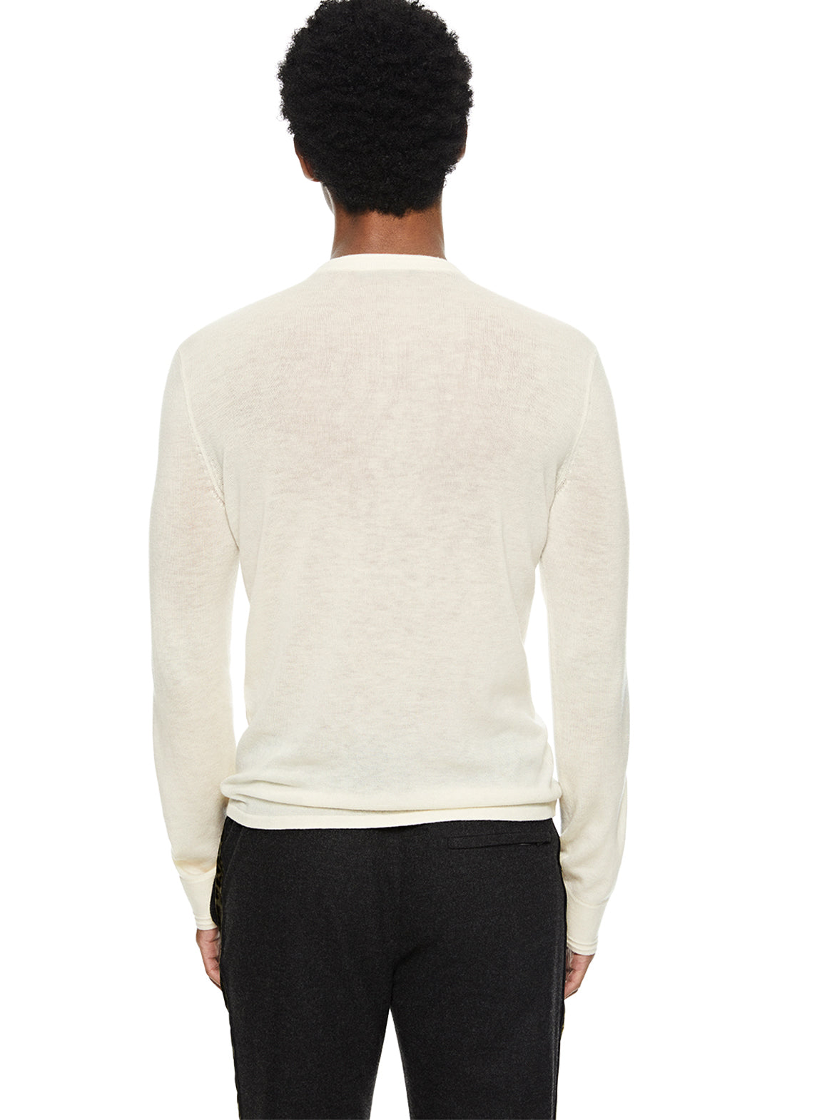 Superfine Wool Henley Sweater (Ivory)