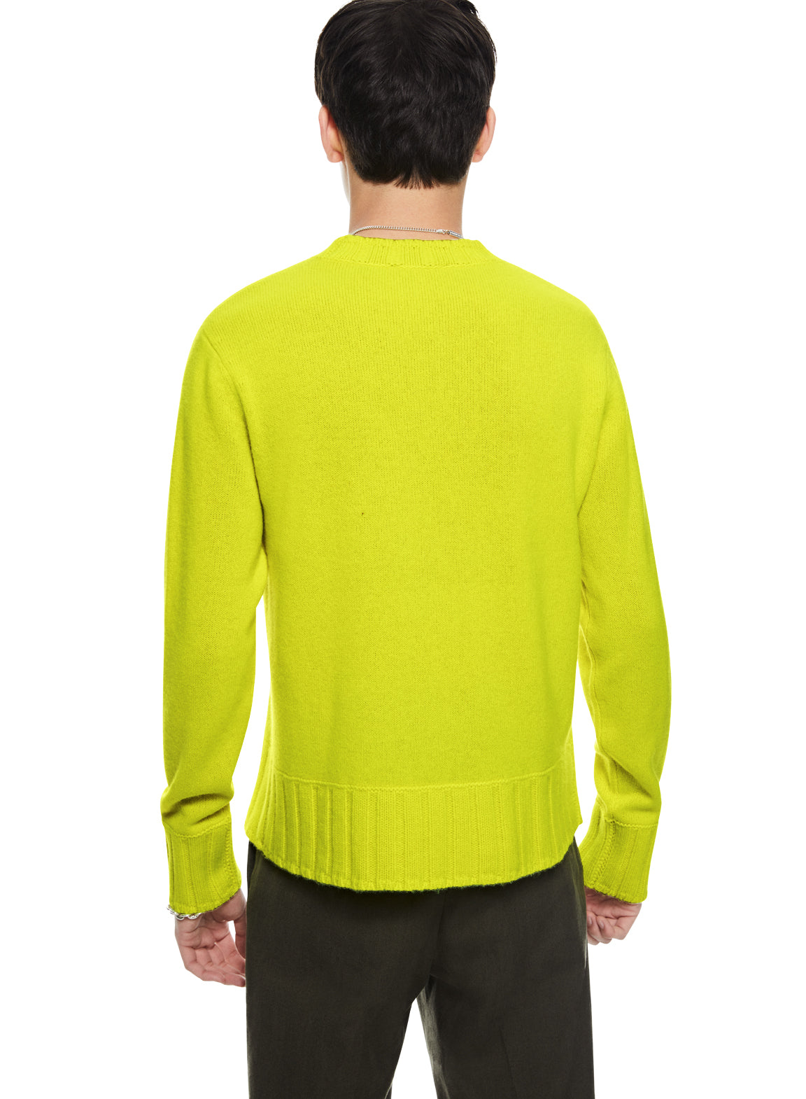 Cashmere-Blend Crewneck Sweater (Neon Yellow)