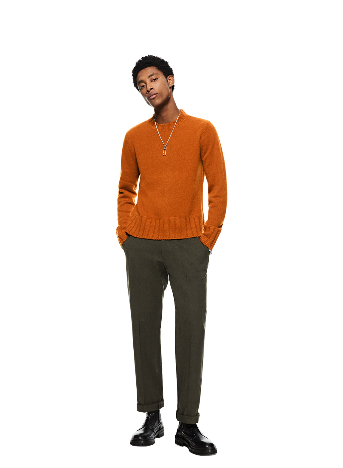 Cashmere-Blend Crewneck Sweater (Burnt Orange)