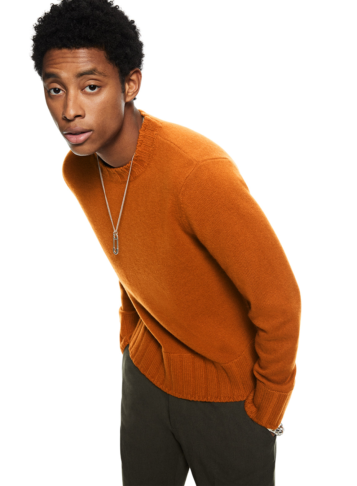 Cashmere-Blend Crewneck Sweater (Burnt Orange)