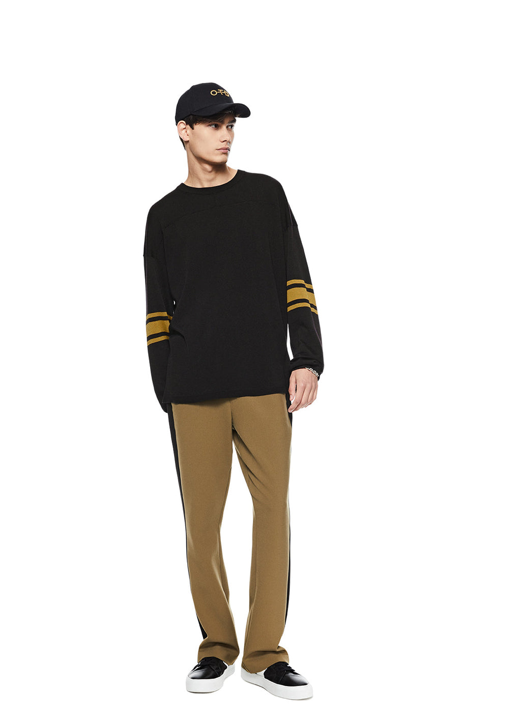 Sleeve-Stripe Crewneck Sweater