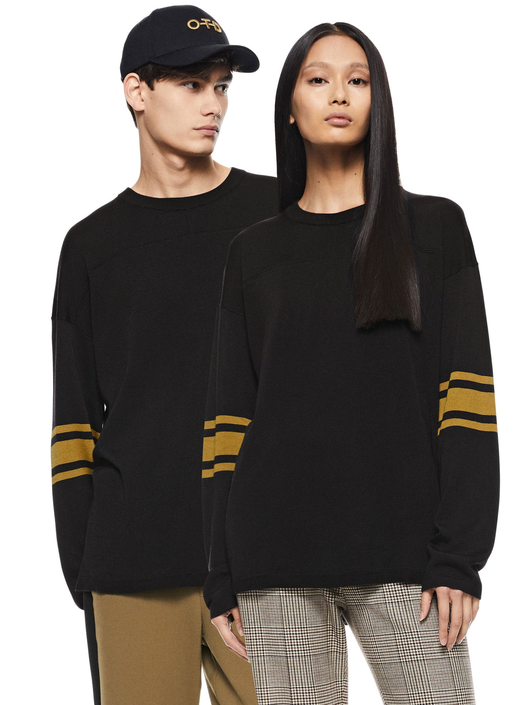 Sleeve-Stripe Crewneck Sweater