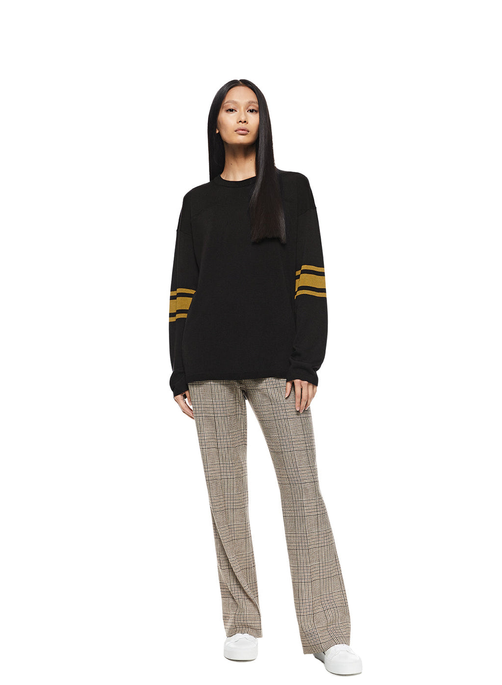 Sleeve-Stripe Crewneck Sweater