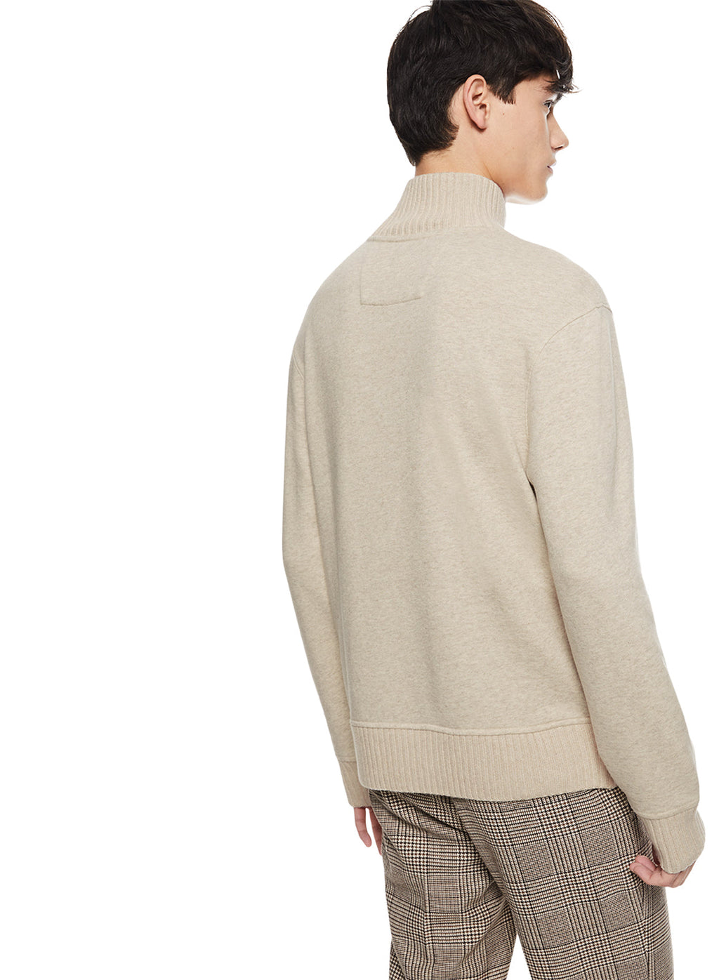 Turtleneck Sweater With Knit Trim (Oatmeal Melange)