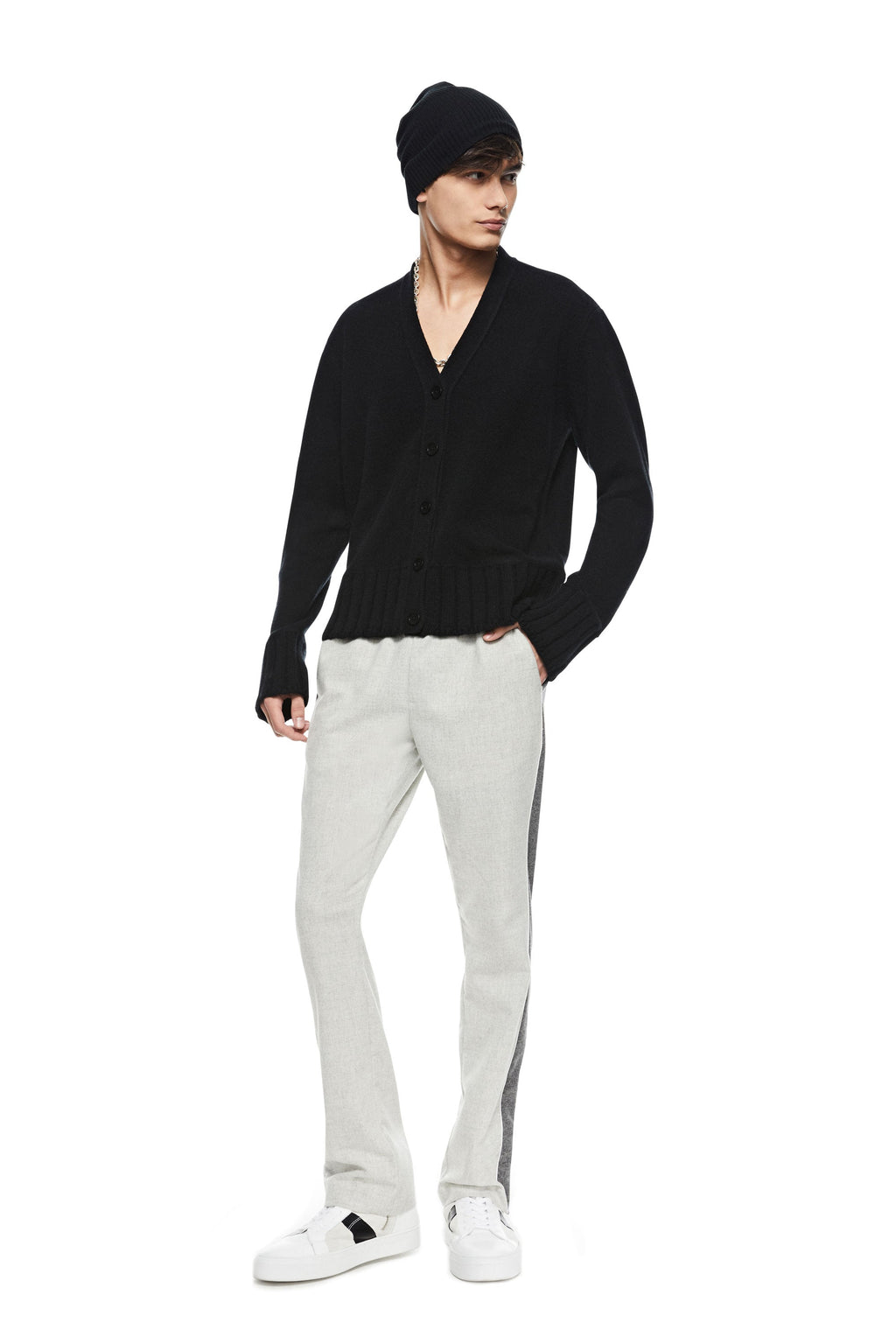 Cashmere-Blend Cardigan Sweater (Black)