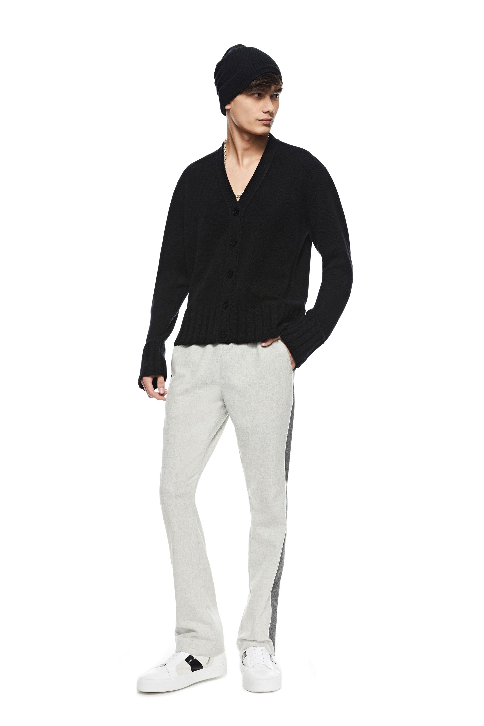 Cashmere-Blend Cardigan Sweater (Black)