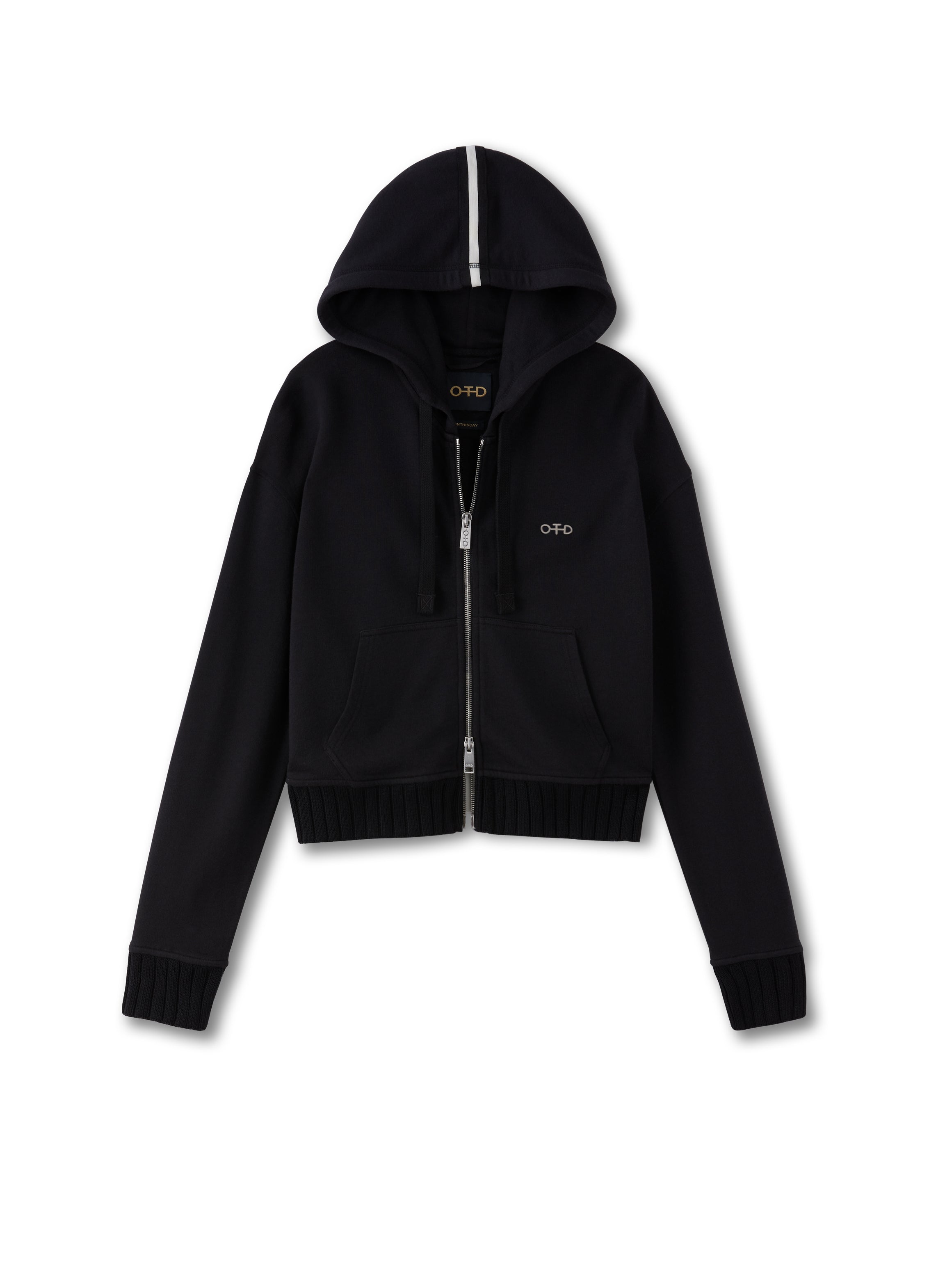 Cropped Zip Hoodie (Black)