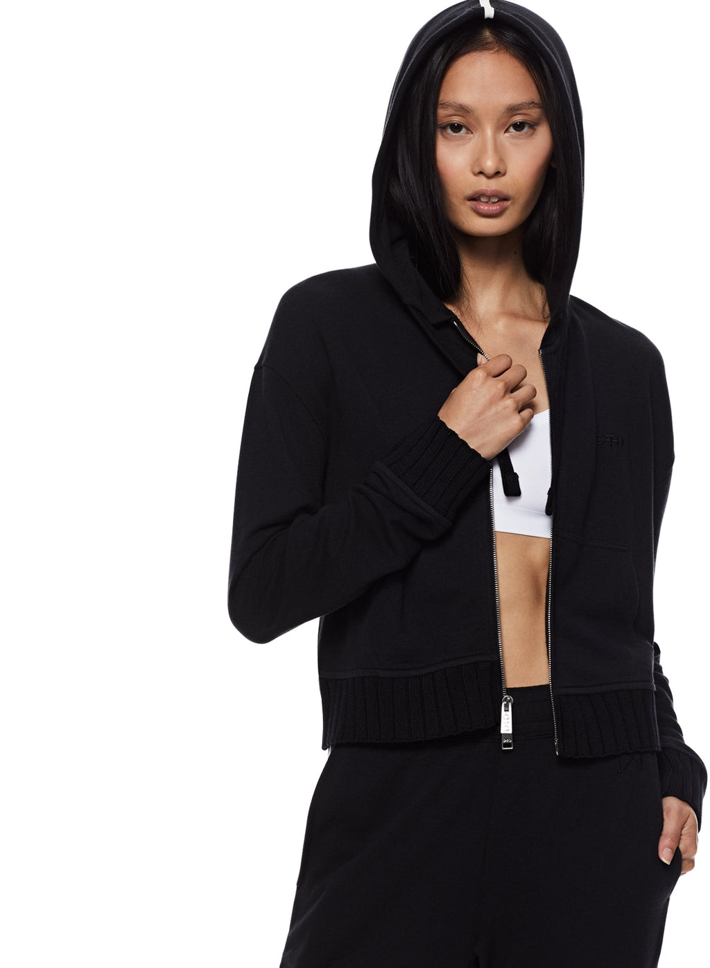 Cropped Zip Hoodie (Black)