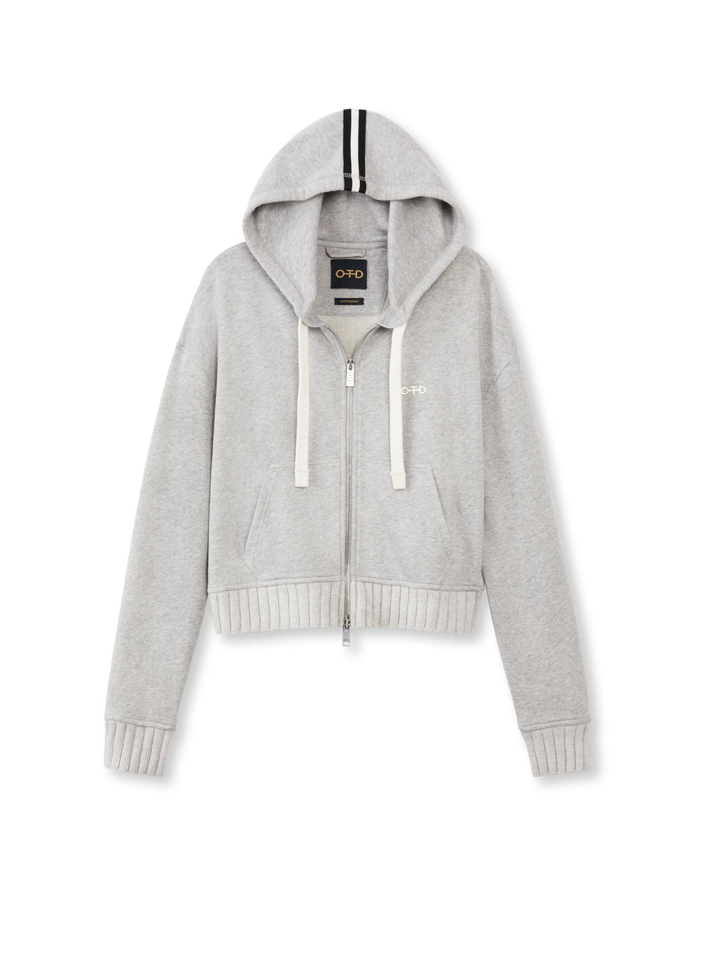 Cropped Zip Hoodie (Light Grey Heather)