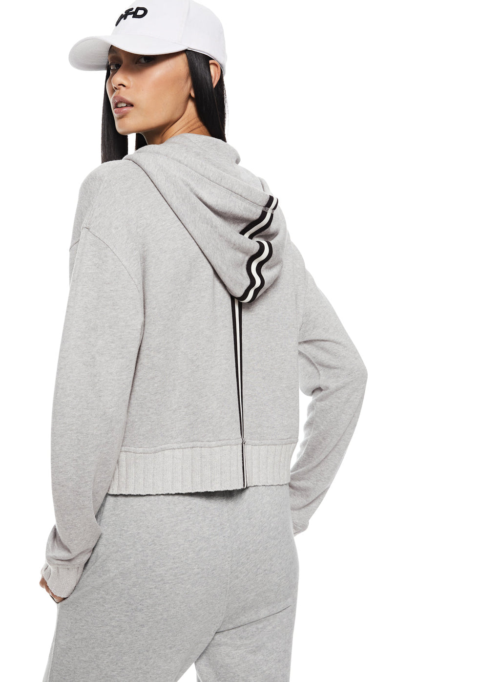 Cropped Zip Hoodie (Light Grey Heather)