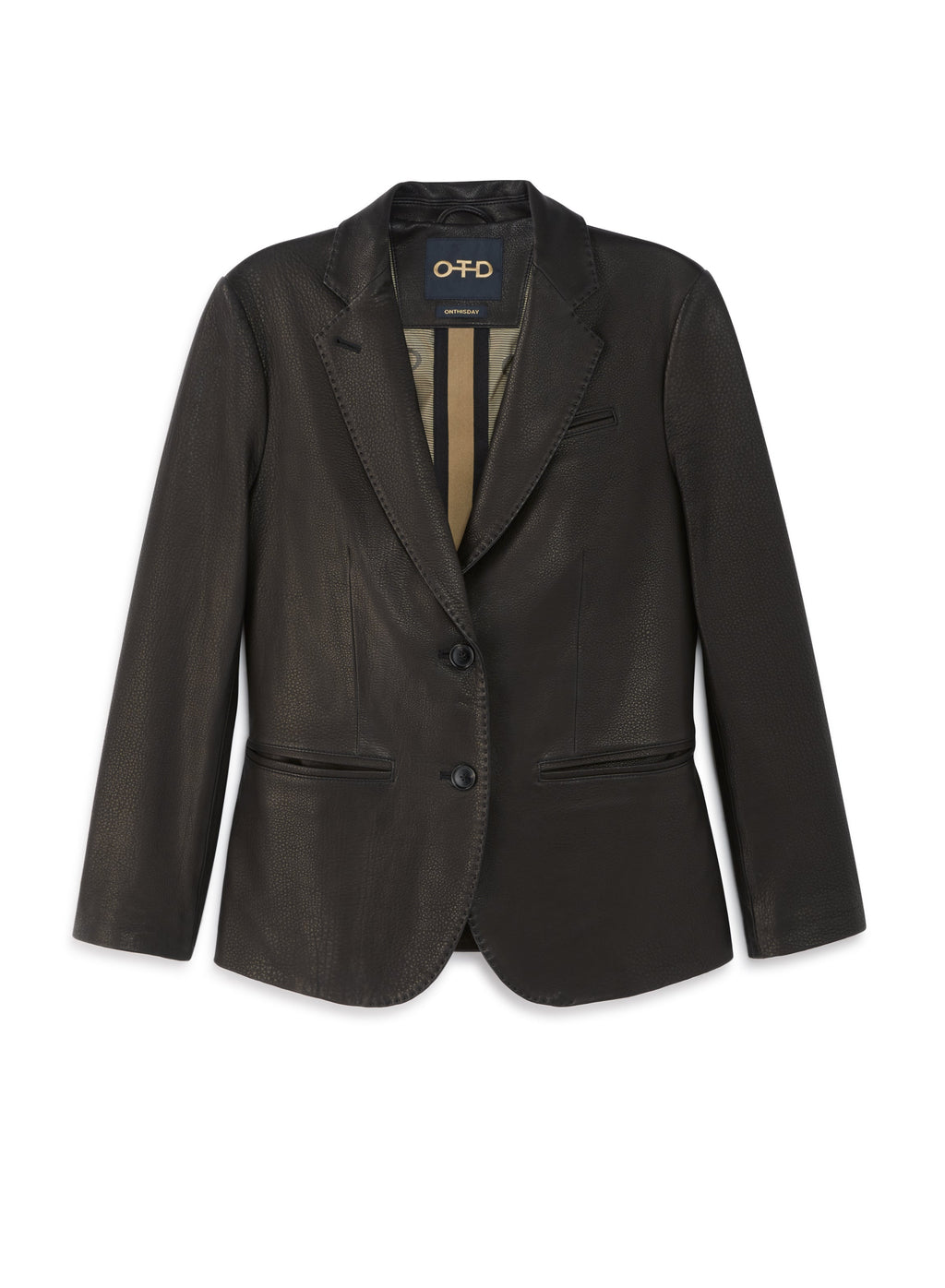 Cropped Sleeve Leather Blazer