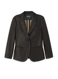 Cropped Sleeve Leather Blazer