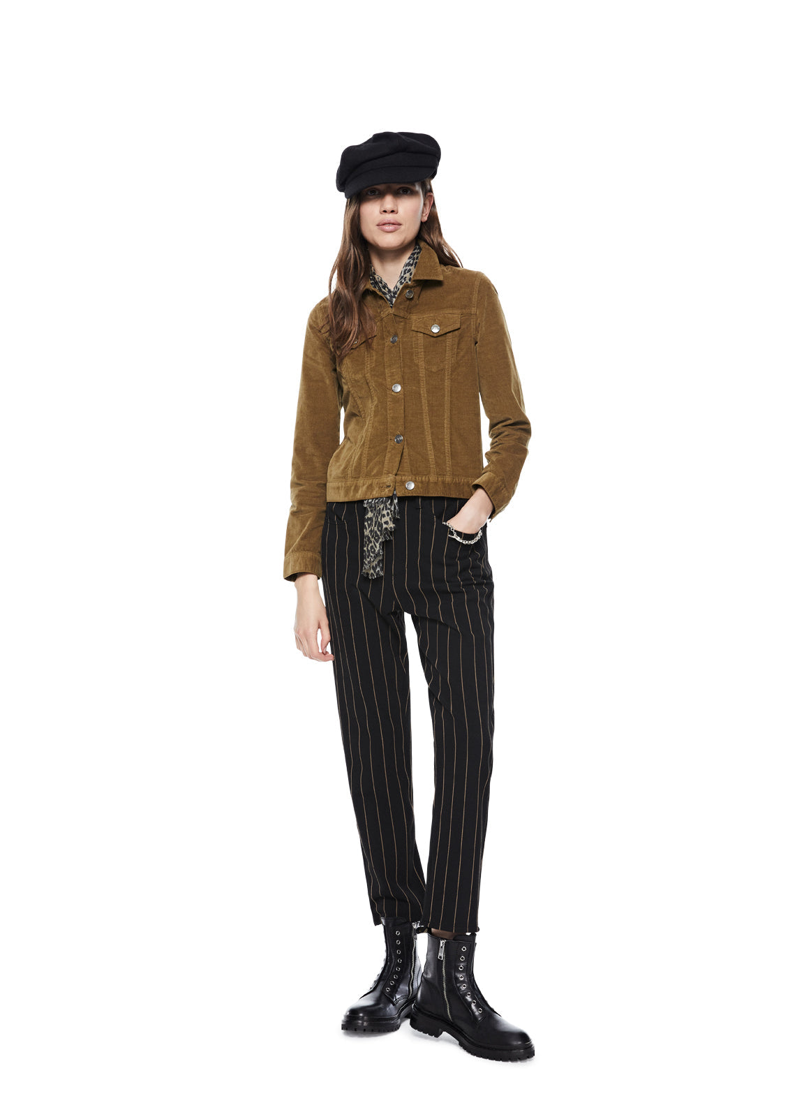 Stretch Velvet Jean Jacket (Sandalwood)