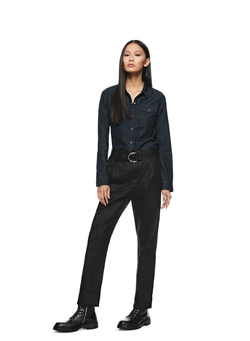 Shrunken Chambray Shirt (Dark Indigo)