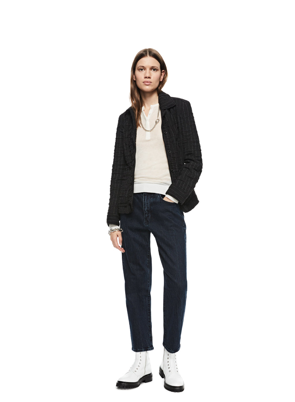 Pinstripe Crinkle Jacket