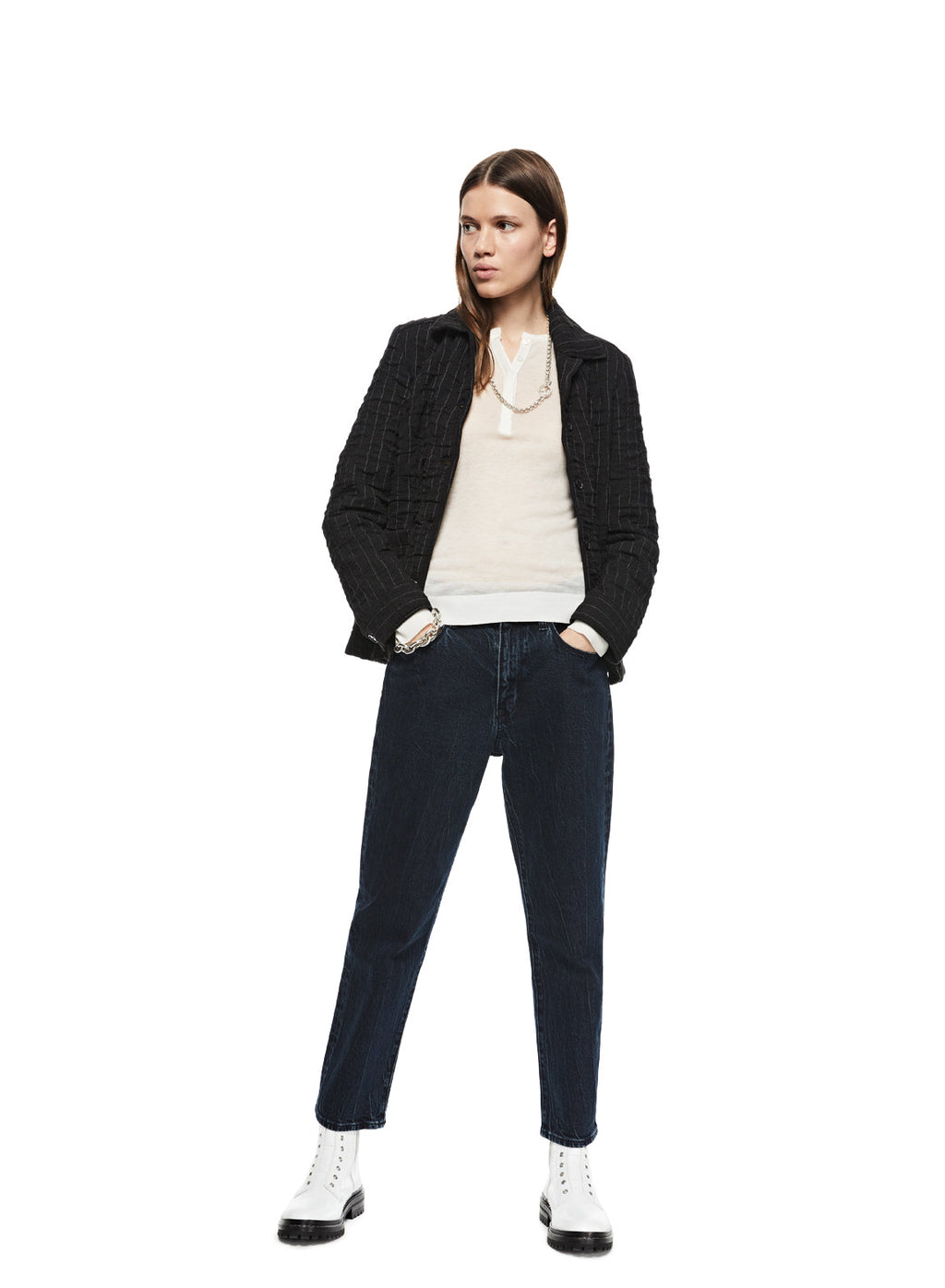 Pinstripe Crinkle Jacket