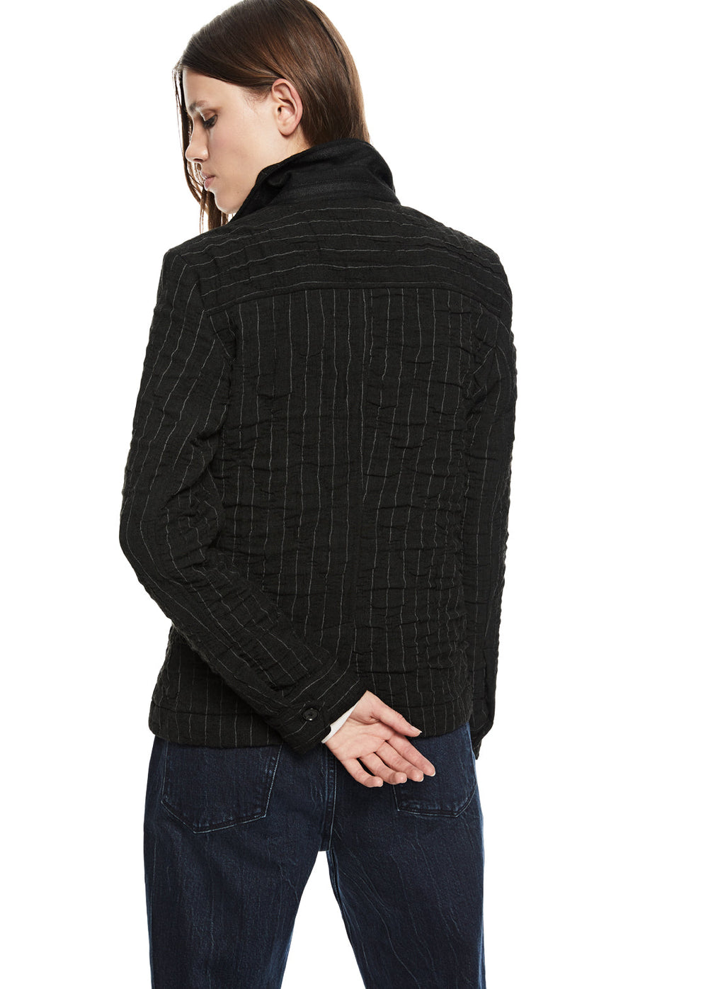 Pinstripe Crinkle Jacket