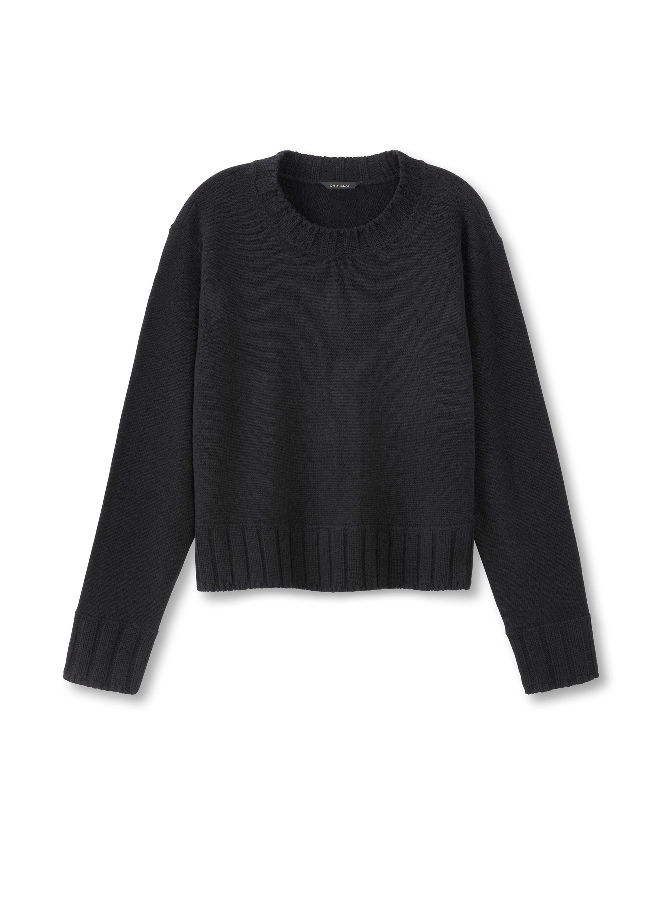 Cashmere-Blend Crewneck Sweater (Black)