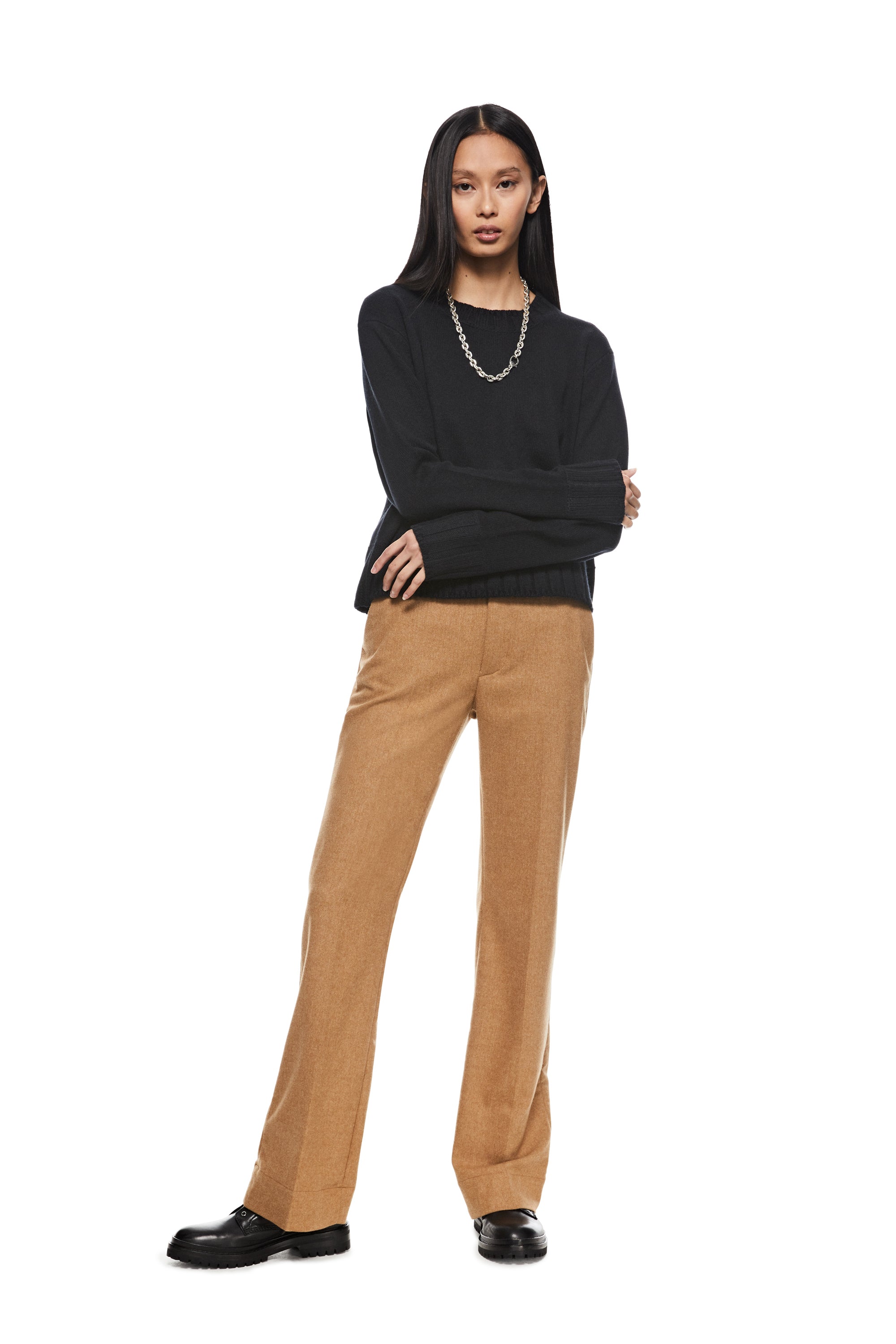 Cashmere-Blend Crewneck Sweater (Black)