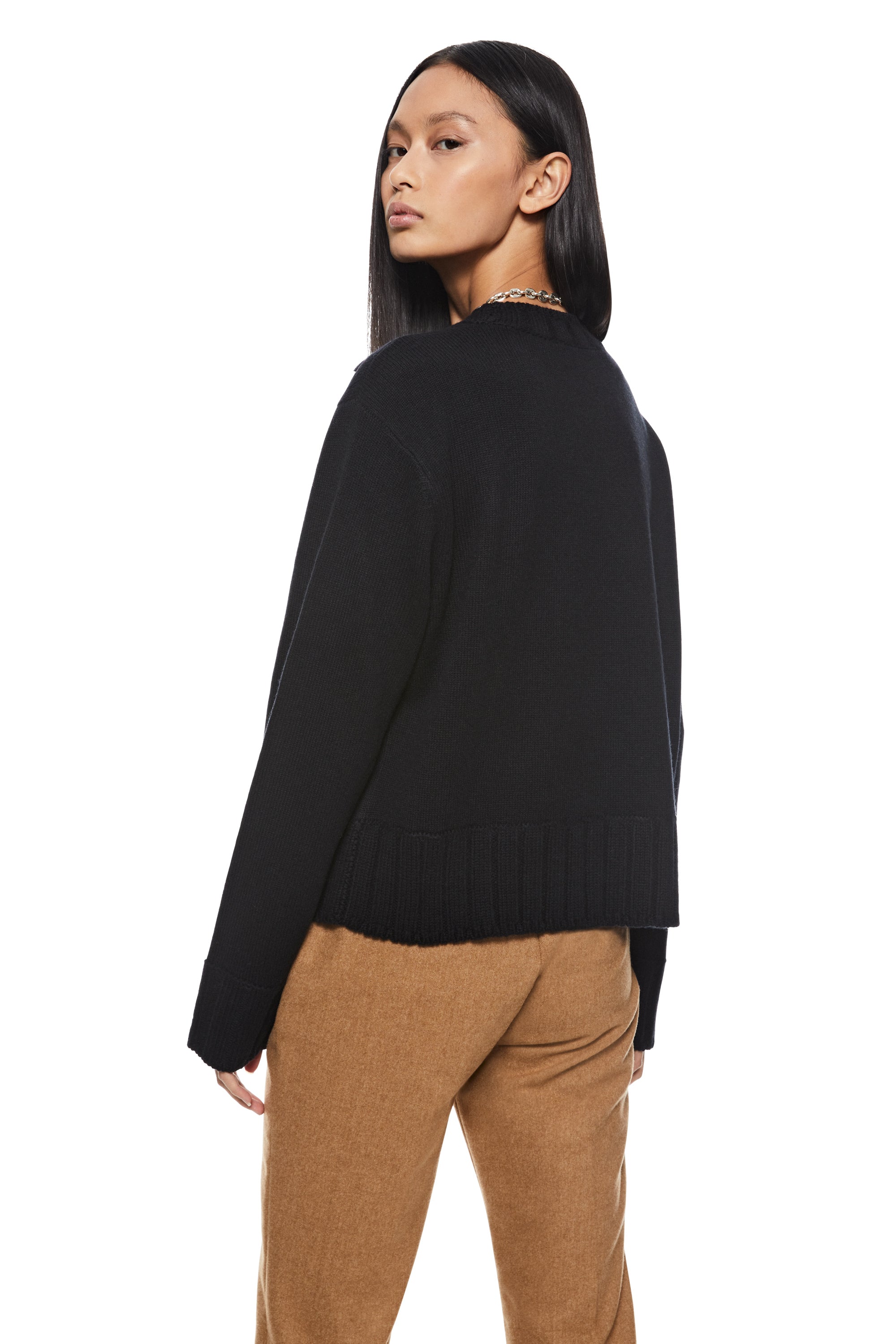 Cashmere-Blend Crewneck Sweater (Black)