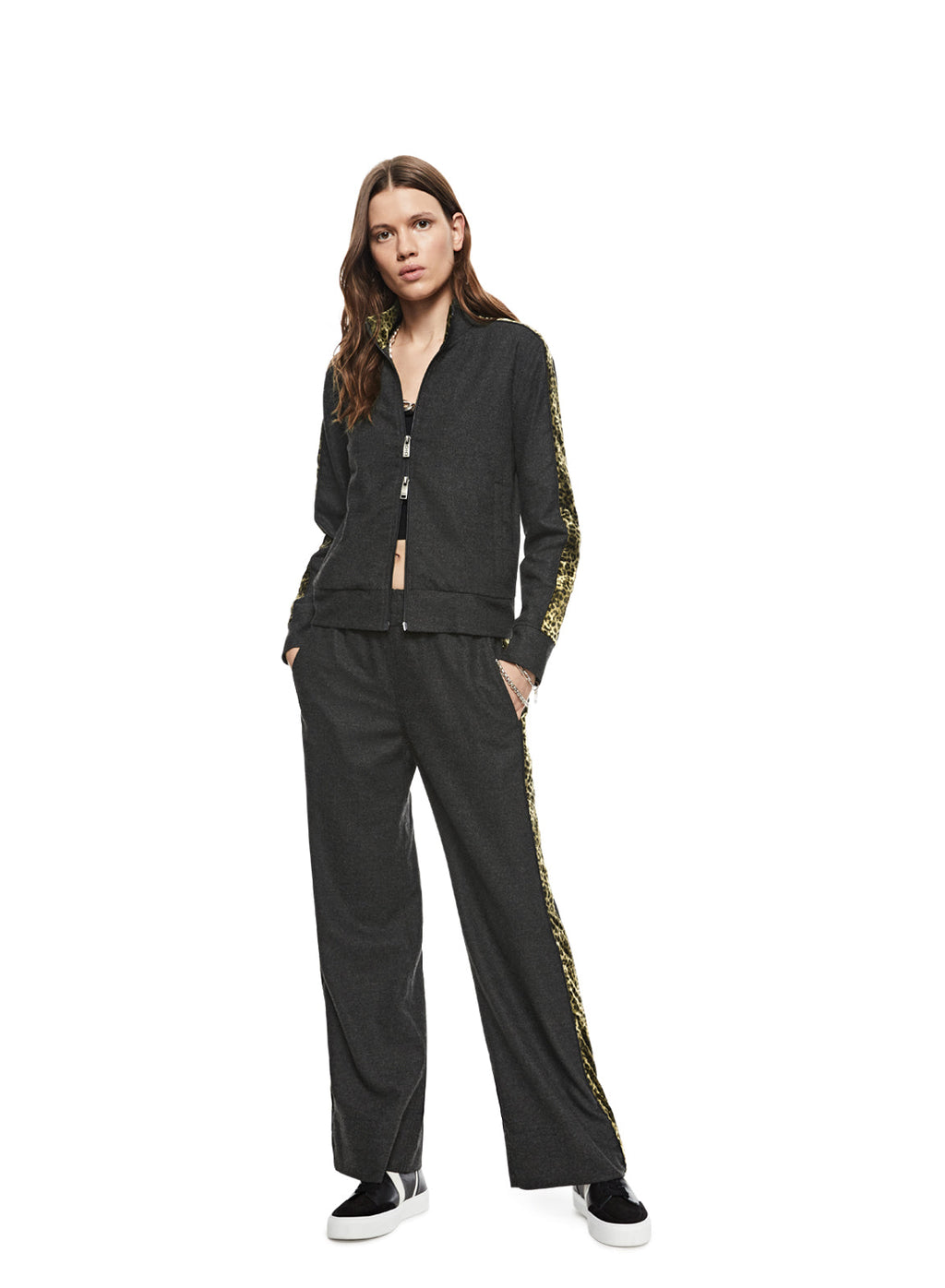 Wide Leg Track Pant (Charcoal Heather)