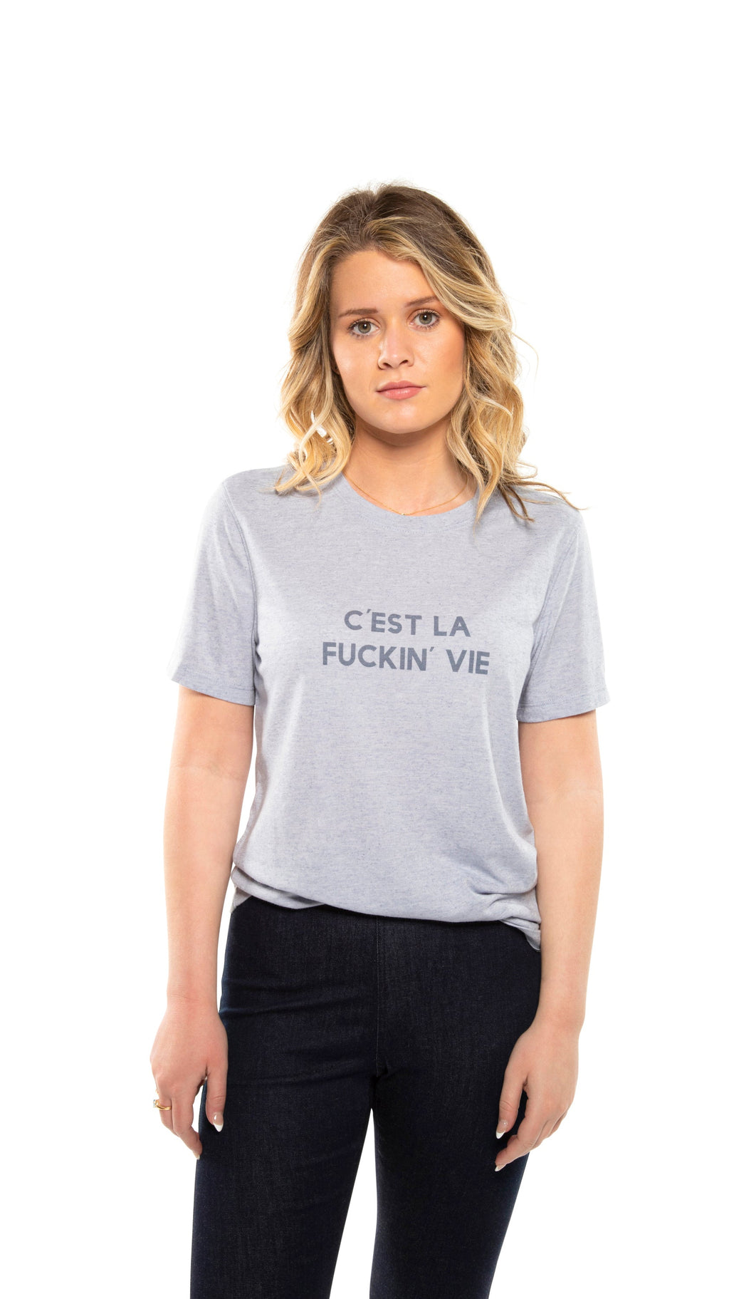 "c'est la fuckin vie" Graphic Short Sleeve Knit Tee