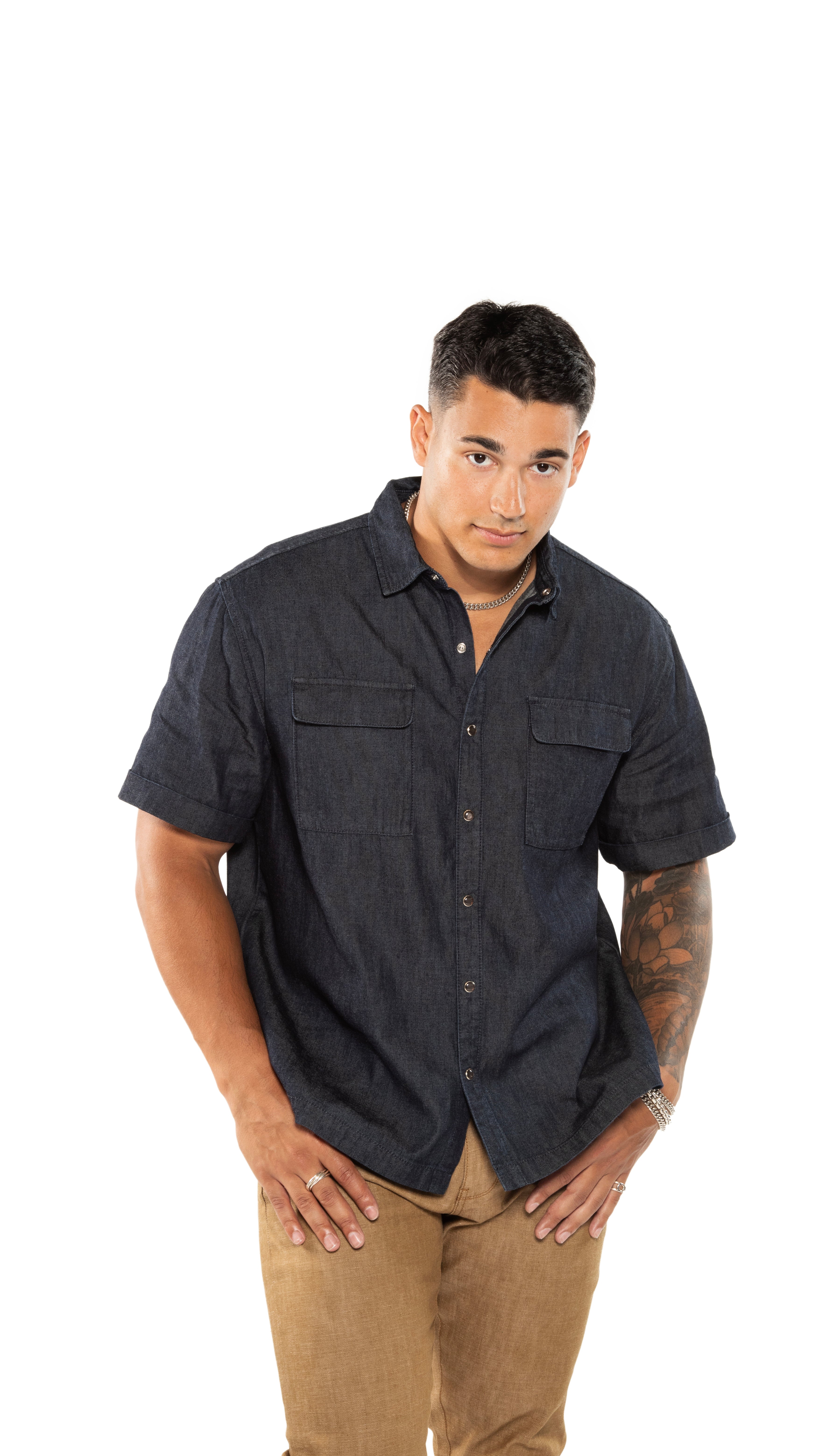 Indigo Denim Short Sleeve Buttoned Shirt
