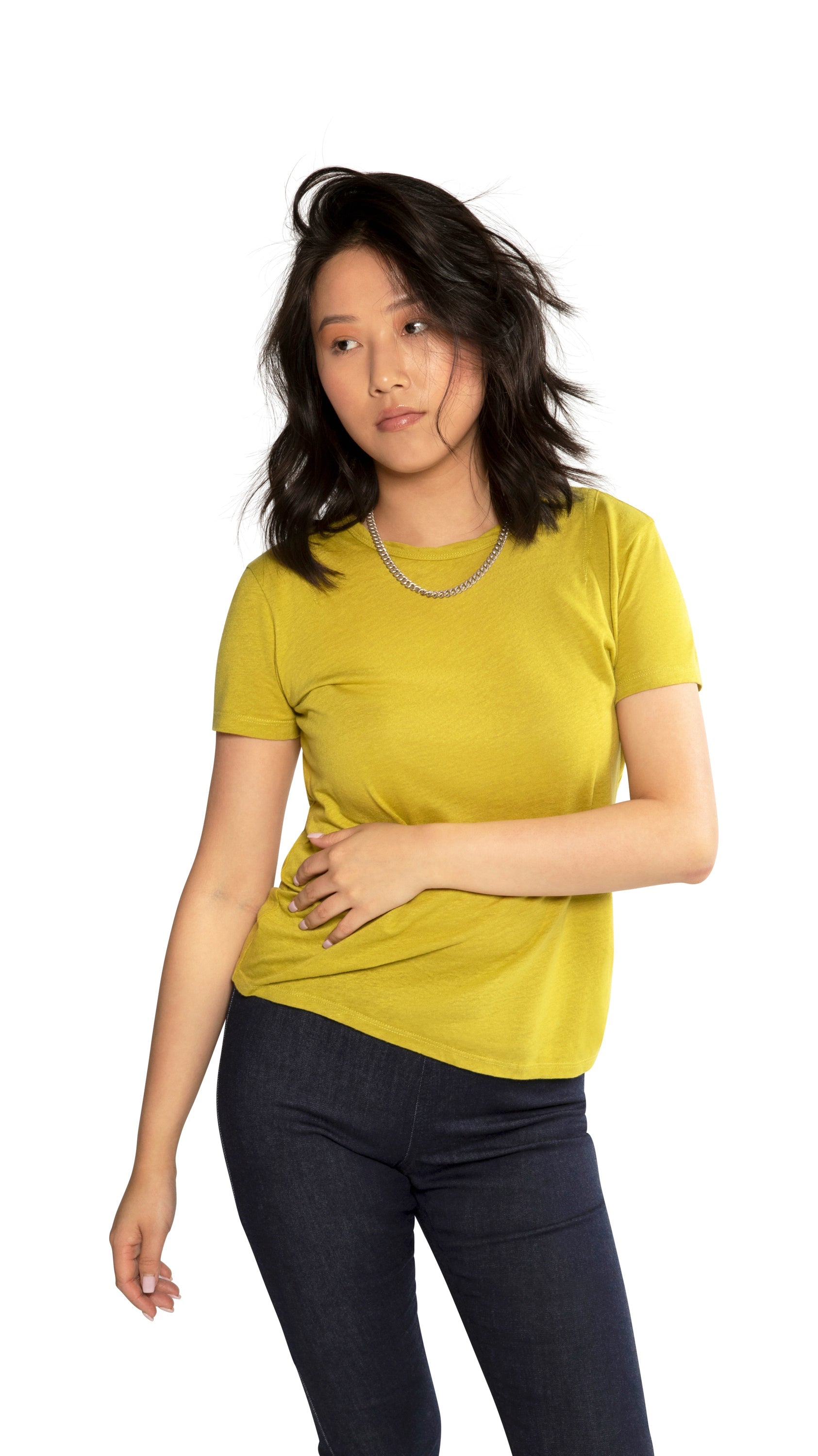 Linen-Blend Tee (Green Envy)