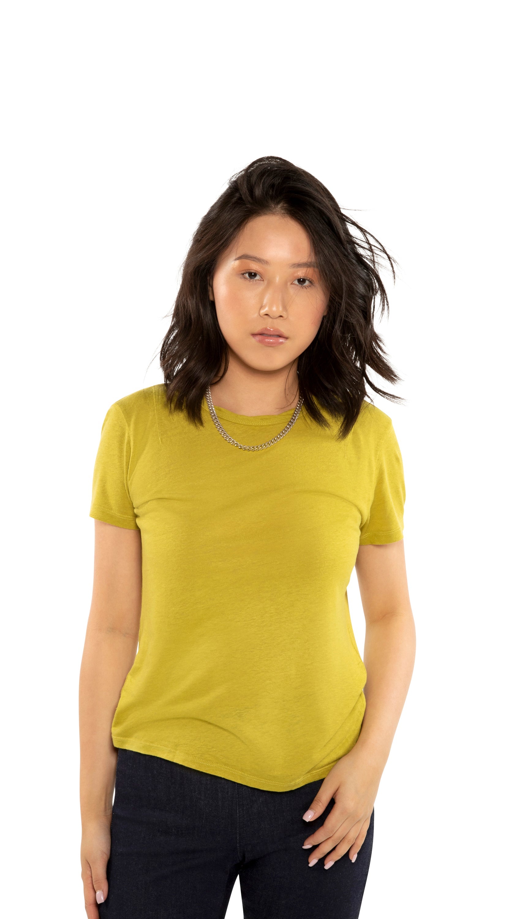 Linen-Blend Tee (Green Envy)