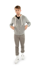 Long Sleeve Zip Front Knit Sweatshirt With Color-Block Hood and Tape Detail